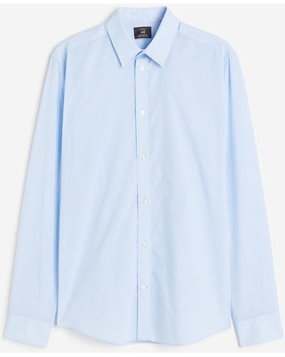 H&M Easy-Iron-Hemd in Slim Fit - Blau