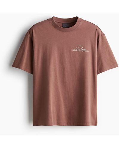 H&M Bedrucktes T-Shirt in Loose Fit - Rot