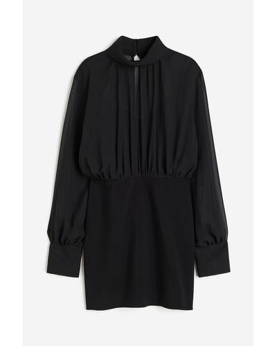 H&M Kleid mit Stehkragen - Schwarz