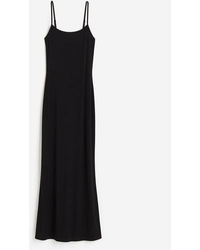 H&M Geribde Maxi-jurk - Zwart