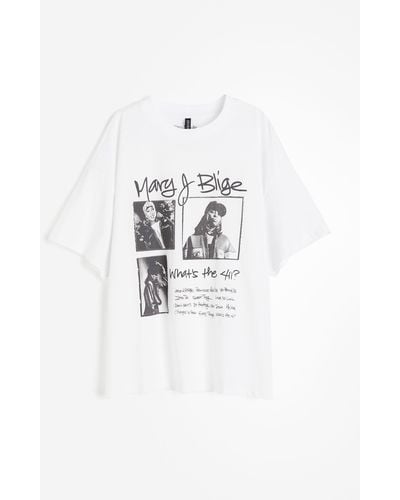 H&M T-shirt oversize imprimé - Blanc