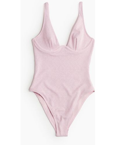 H&M Badeanzug mit Bügelcups und hohem Beinausschnitt - Pink