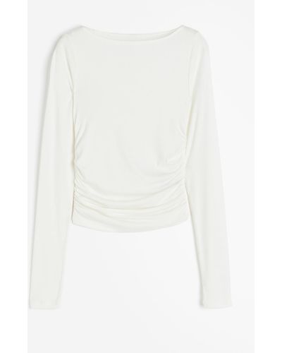 H&M Top froncé en jersey - Blanc