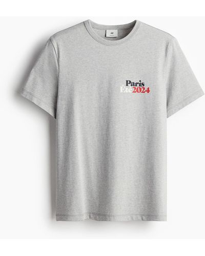 H&M T-shirt imprimé Regular Fit - Gris