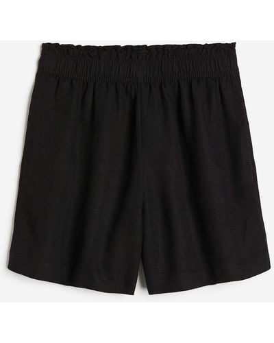 H&M Pull-on Short Van Linnenmix - Zwart