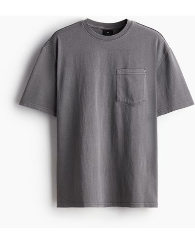 H&M T-shirt gaufré Loose Fit - Gris