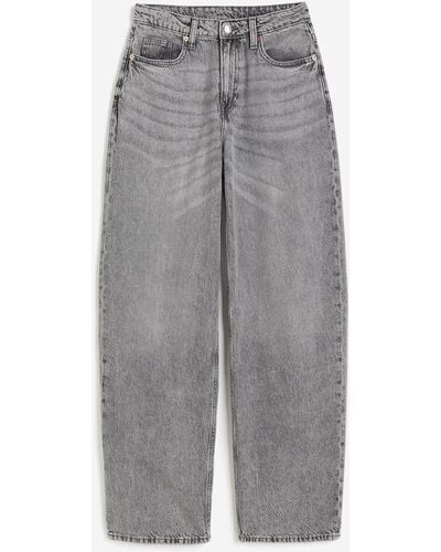 H&M Baggy High Jeans - Grau
