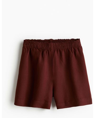 H&M Short en lin mélangé avec taille élastique - Rouge
