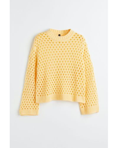 H&M Pullover aus Ajourstrick - Gelb