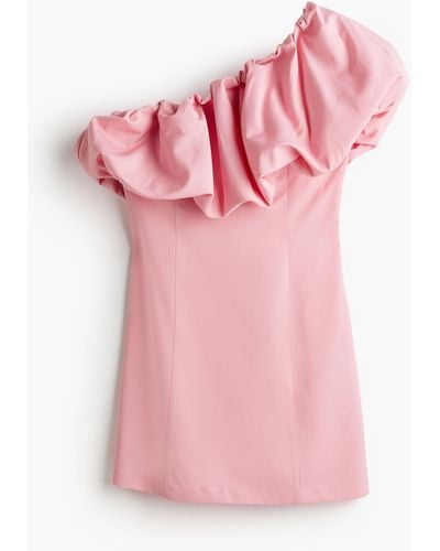 H&M One-Shoulder-Minikleid - Pink