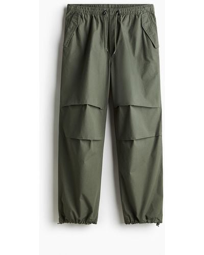 H&M Pantalon parachute Loose Fit - Vert