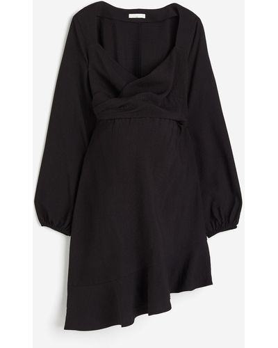 H&M MAMA Kleid mit Bindebändern - Schwarz