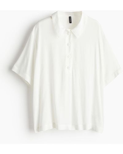 H&M Poloshirt aus durchscheinendem Crêpe - Weiß