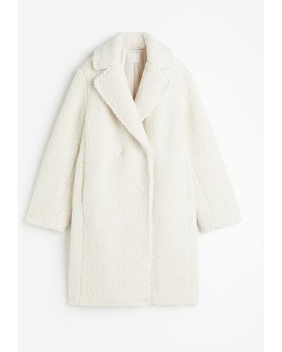 H&M Mantel aus Teddyfleece - Weiß