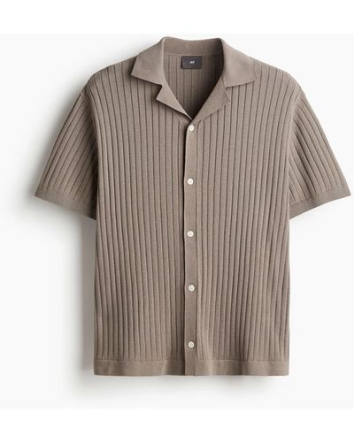 H&M Ribgebreid Casual Overhemd - Bruin