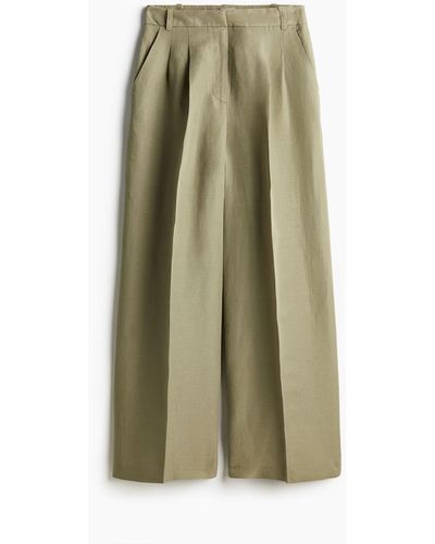 H&M Elegante Hose aus Leinenmix - Grün