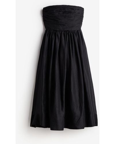 H&M Bandeau-Kleid aus Ramie - Schwarz