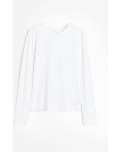 H&M Langarmshirt aus Mikrofaser - Weiß