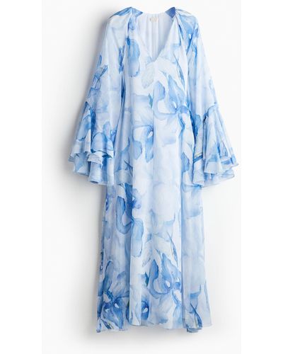 H&M Robe longue en mousseline - Bleu