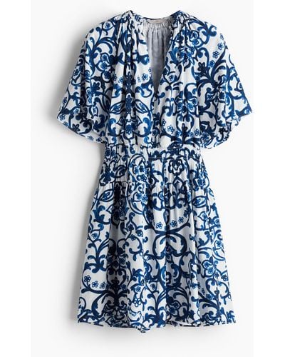 H&M Gesmoktes Kleid - Blau