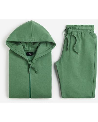 H&M 2-teiliges Set mit Hoodie und Joggpants Loose Fit - Grün