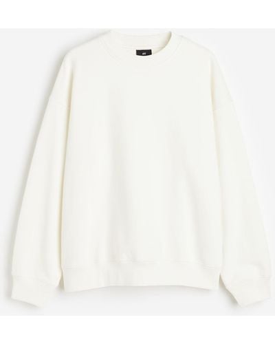 H&M Baumwollsweatshirt Oversized Fit - Weiß