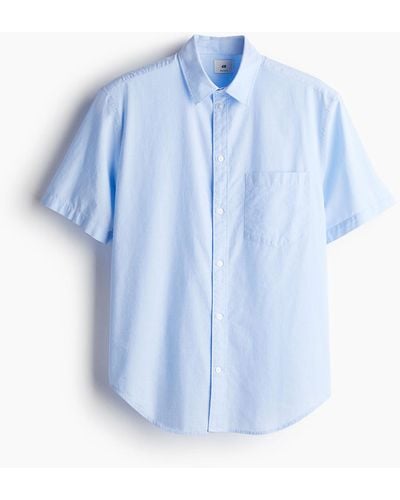 H&M Kurzarmhemd in Regular Fit - Blau
