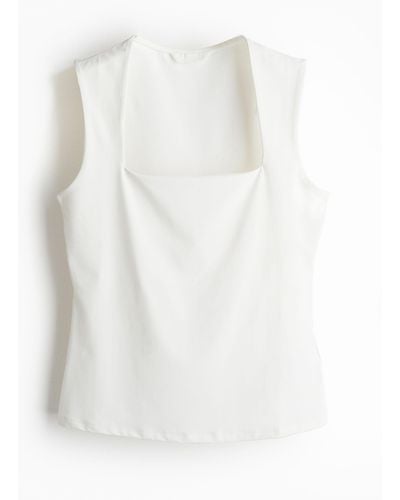 H&M Top en jersey avec encolure carrée - Blanc