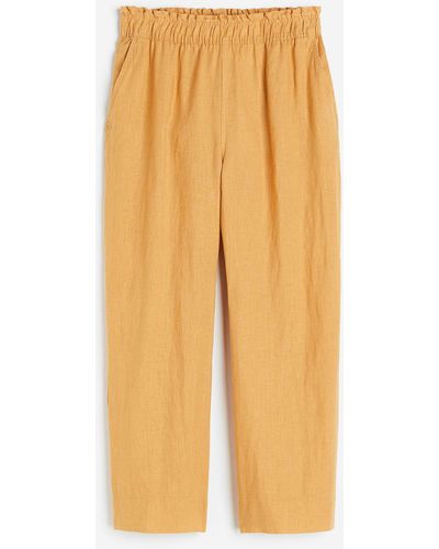H&M Pantalon de longueur cheville en lin - Jaune