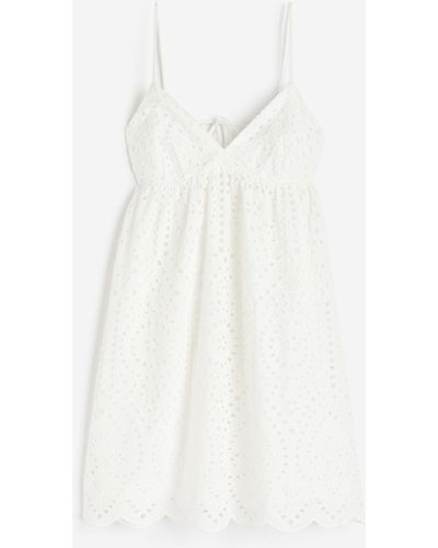 H&M Kleid mit Broderie Anglaise - Weiß