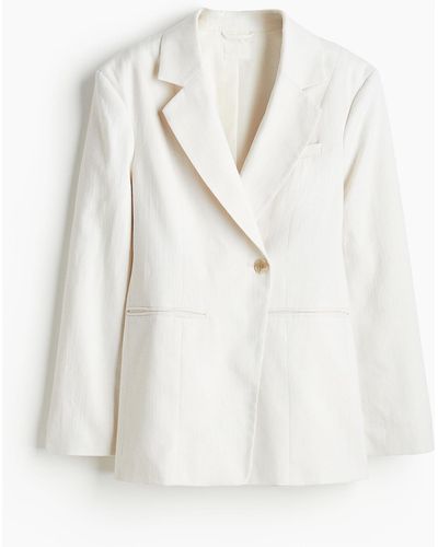 H&M Taillierter Blazer aus Leinenmix - Weiß