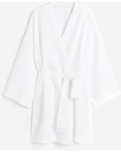 H&M Robe de chambre en lin mélangé - Blanc