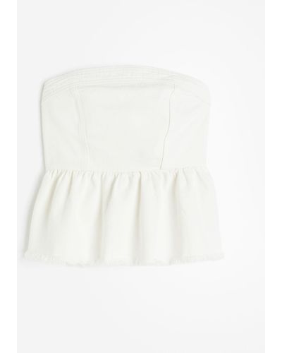 H&M Denim Bustiertop Met Peplum - Wit