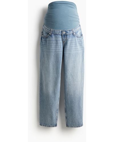 H&M MAMA Mom Loose Ankle Jeans - Bleu