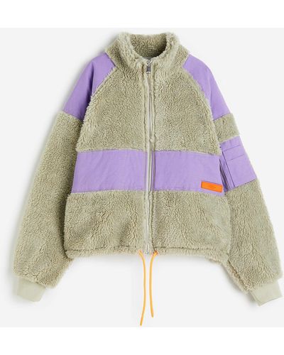 H&M Teddy Mix Fuzzy Jacket - Grau