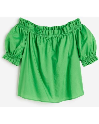 H&M Schulterfreies Shirt mit Volantbesatz - Grün