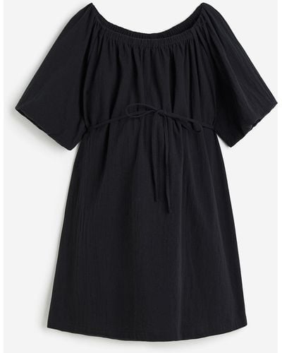 H&M MAMA Robe épaules nues en coton - Noir