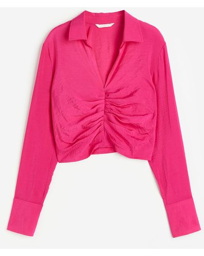 H&M Blouse Met Kraag - Roze