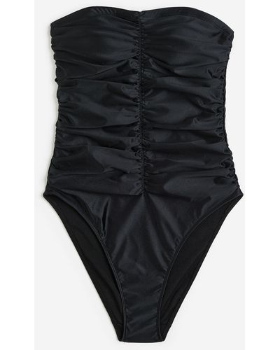 H&M Strapless Ruched Onepiece - Schwarz