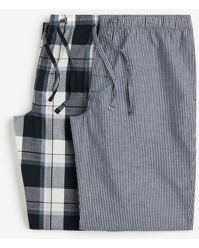 H&M Set Van 2 Pyjamabroeken Van Popeline - Grijs