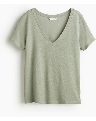 H&M T-shirt Van Linnenmix - Groen