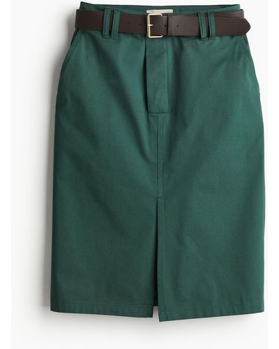 H&M Jupe crayon avec ceinture - Vert