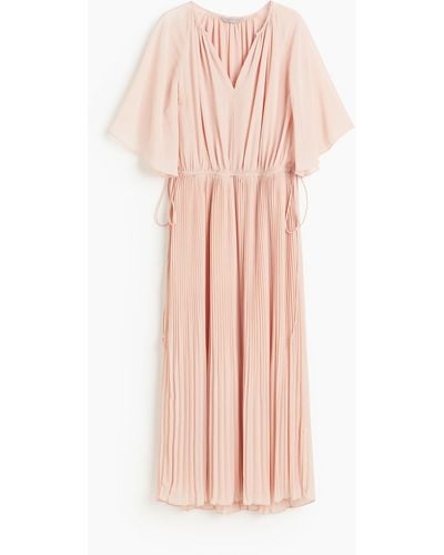 H&M Kleid mit Plissierung und Zierbändern - Pink