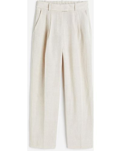 H&M Pantalon effilé en lin mélangé - Blanc