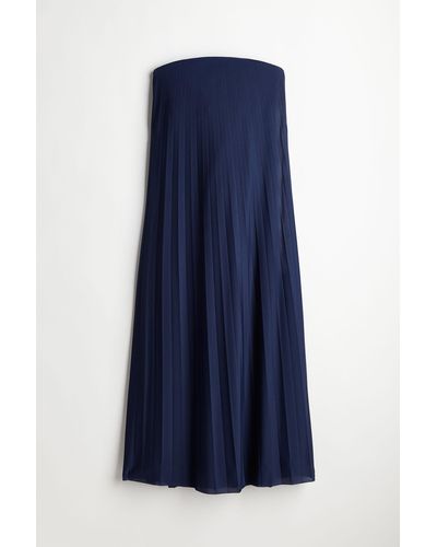 H&M Bandeau-Kleid mit Falten - Blau