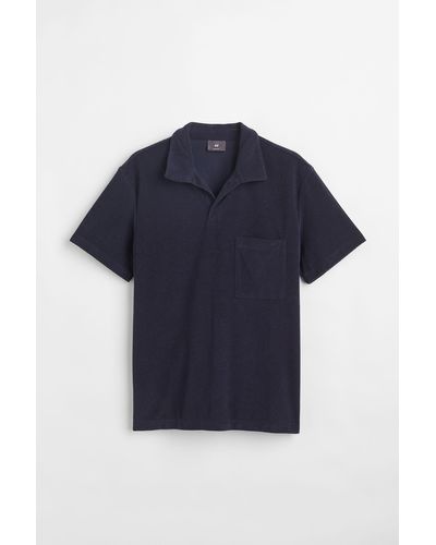 H&M Badstof Poloshirt - Blauw