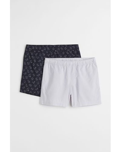 H&M Lot de 2 shorts de pyjama Regular Fit en popeline - Bleu