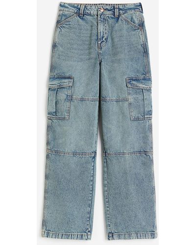 H&M Denim Cargo Trousers - Blauw