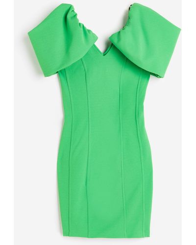 H&M Bodycon-Kleid mit V-Ausschnitt - Grün