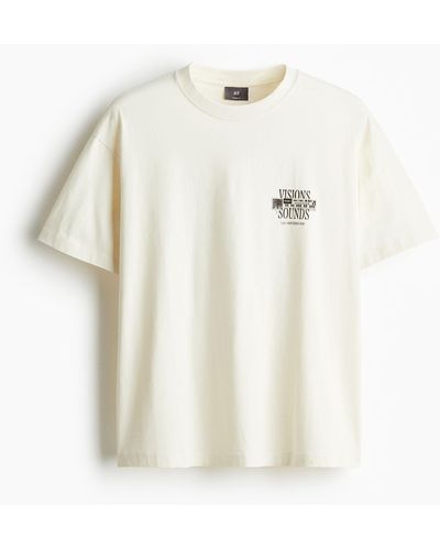 H&M Bedrucktes T-Shirt in Loose Fit - Weiß